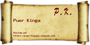 Puer Kinga névjegykártya